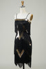 Load image into Gallery viewer, Black Spaghetti Straps Sequins 1920s Dress with Fringes