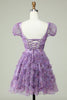 Load image into Gallery viewer, Floral A Line Dusty Rose Short Prom Dress with Ruffles