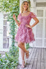 Load image into Gallery viewer, Floral A Line Dusty Rose Short Prom Dress with Ruffles