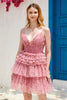 Load image into Gallery viewer, Blush A Line Spaghetti Straps Short Prom Dress with Ruffles