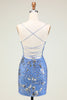 Load image into Gallery viewer, Sparkly Blue Beaded Sequins Backless Tight Party Dress