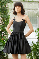 Load image into Gallery viewer, A-Line Spaghetti Straps Black Short Prom Dress