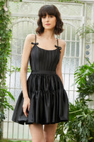 Load image into Gallery viewer, A-Line Spaghetti Straps Black Short Prom Dress