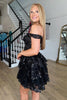 Load image into Gallery viewer, Sparkly Navy Corset Tiered Lace A-Line Short Prom Dress
