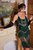 Load image into Gallery viewer, Spaghetti Straps Dark Green Glitter 1920s Flapper Dress with Fringes