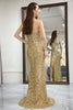Load image into Gallery viewer, Glitter Golden Mermaid Backless Long Prom Dress With Slit