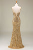 Load image into Gallery viewer, Sparkly Mermaid Golden Long Prom Dress with Slit