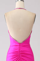 Load image into Gallery viewer, Fuchsia Mermaid Halter Neck Backless Long Prom Dress