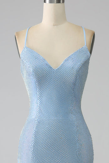 Mermaid Blue Long Prom Dress with Slit