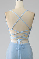 Load image into Gallery viewer, Mermaid Blue Long Prom Dress with Slit