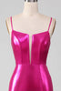 Load image into Gallery viewer, Sparkly Hot Pink Mermaid Simple Prom Dress With Slit