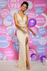 Load image into Gallery viewer, Sparkly Mermaid Sequins Champange Long Prom Dress with Slit
