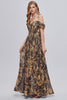 Load image into Gallery viewer, Glitter Brown Off the Shoulder Formal Dress with Slit