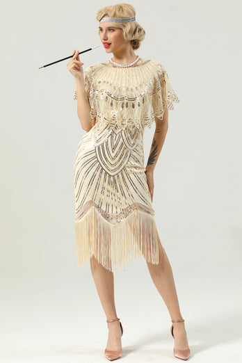 Black Gatsby Glitter Fringe 1920s Dress