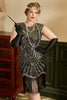 Load image into Gallery viewer, Golden Sequins 1920s Plus Size Dress with Fringes