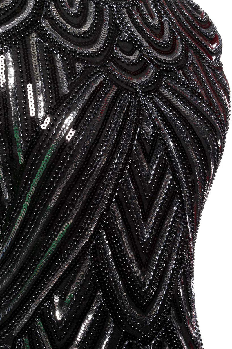 Load image into Gallery viewer, Black Gatsby Glitter Fringe 1920s Dress