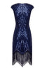 Load image into Gallery viewer, Black Gatsby Glitter Fringe 1920s Dress