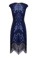 Load image into Gallery viewer, Black Gatsby Glitter Fringe 1920s Dress