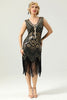 Load image into Gallery viewer, Black and Gold Sequin 1920s Dress