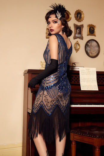 Blue Sequin 1920s Dress