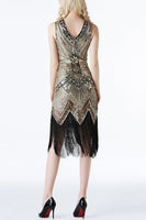 Load image into Gallery viewer, Black and Gold Sequin 1920s Dress