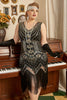 Load image into Gallery viewer, Black 1920s Plus Size Beaded Sequins Flapper Dress