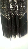 Load image into Gallery viewer, Black Sequins Glitter Fringe 1920s Dress