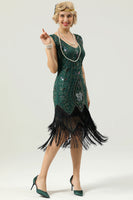 Load image into Gallery viewer, Ivory Sequins Glitter Fringe 1920s Dress