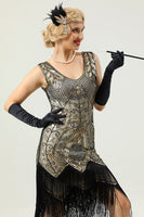 Load image into Gallery viewer, Green Sequins Glitter Fringe 1920s Dress