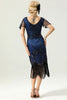 Load image into Gallery viewer, Royal Blue Sequin Fringe Flapper 1920s Dress
