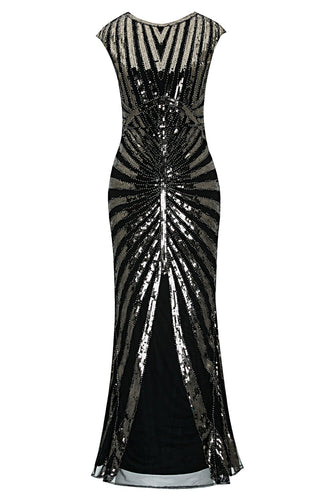 Black and Green 1920s Sequins Flapper Long Dress | 1920s dress, 1920s  evening dress, 20s fashion dresses