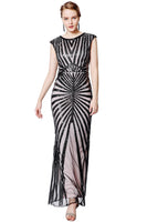 Load image into Gallery viewer, Black and Gold Mermaid 1920s Sequined Flapper Dress