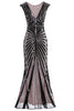 Load image into Gallery viewer, Black and Pink Mermaid 1920s Sequined Flapper Dress