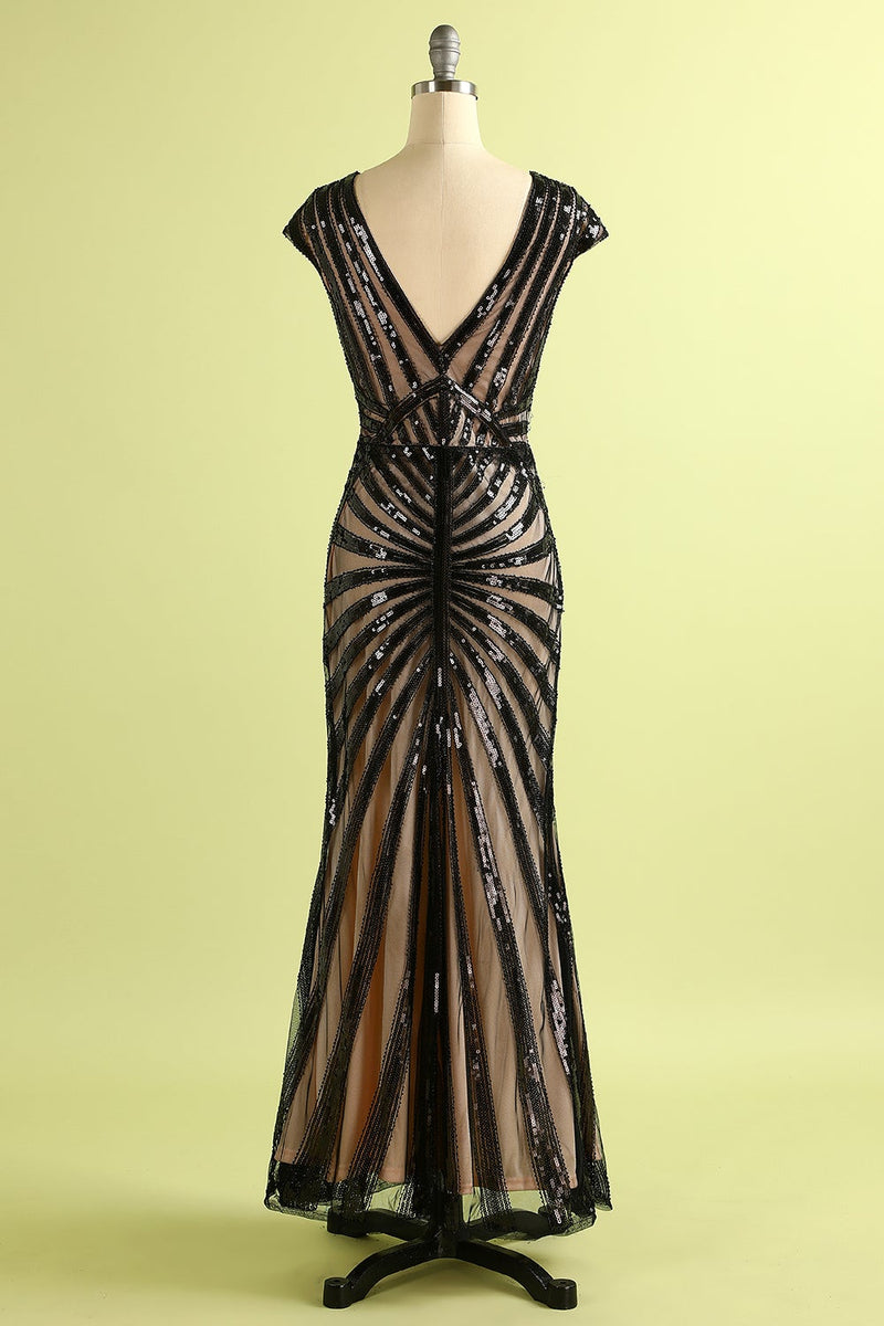 Load image into Gallery viewer, Black Mermaid 1920s Sequined Flapper Dress