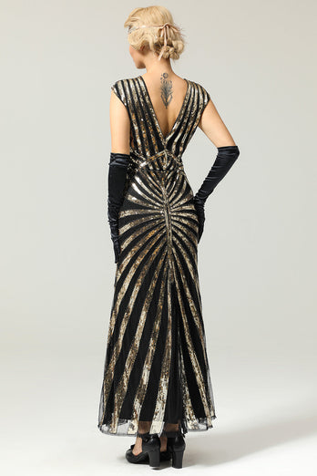 Black Mermaid 1920s Sequined Flapper Dress