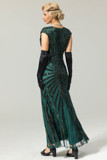 Black Mermaid 1920s Sequined Flapper Dress