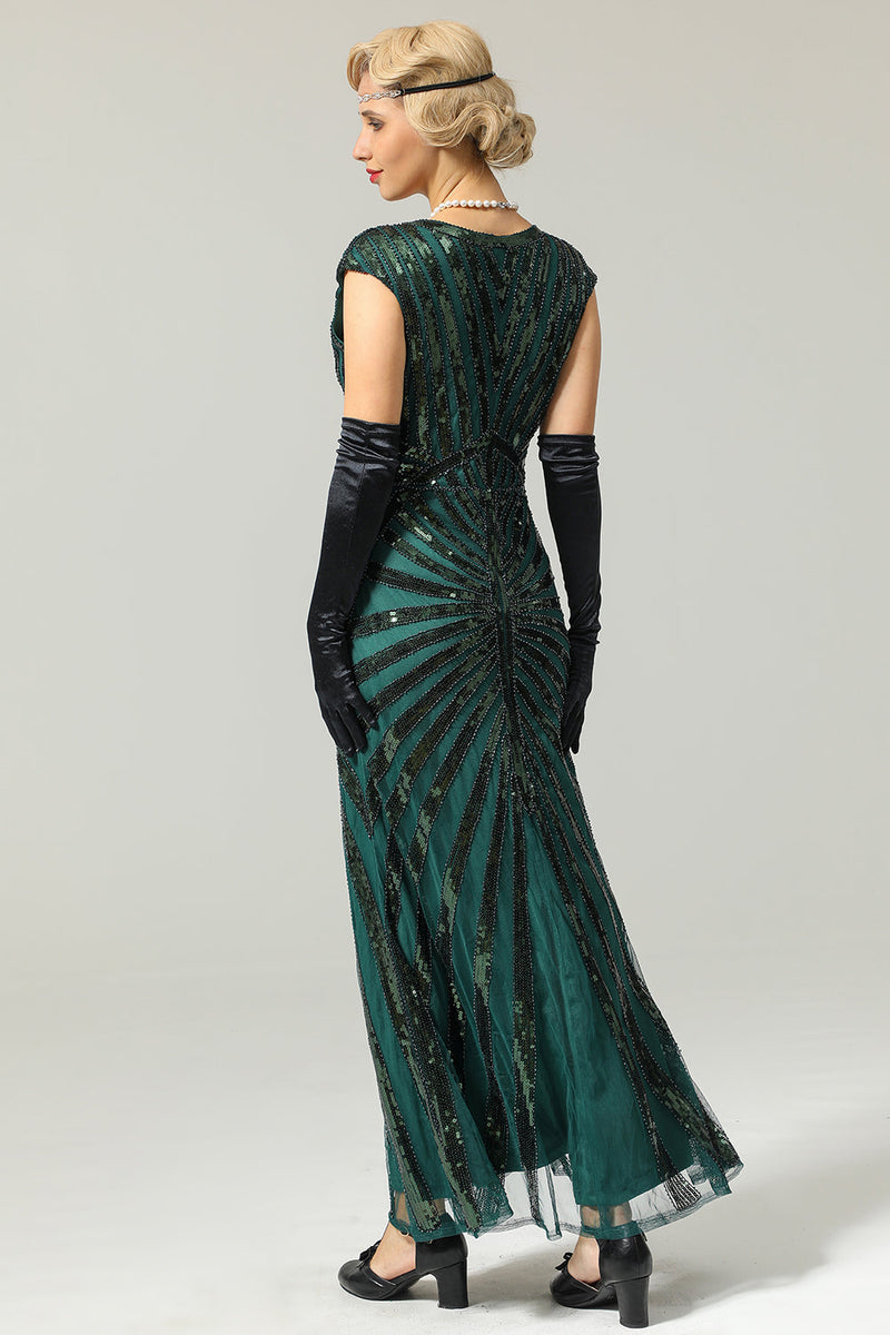 Load image into Gallery viewer, Black Mermaid 1920s Sequined Flapper Dress