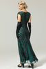 Load image into Gallery viewer, Black and Champagne 1920s Sequined Flapper Dress