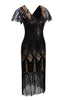 Load image into Gallery viewer, Black and Gold Sequin 1920s Dress