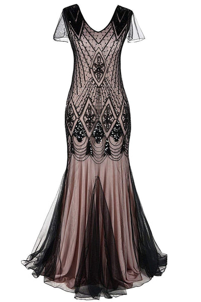 Pink Long Sequin 1920s Dress
