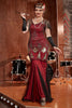 Load image into Gallery viewer, Burgundy Long 1920s Sequins Flapper Formal Dress