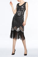 Load image into Gallery viewer, Gold 1920s Fringe Sequin Flapper Dress