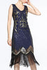 Load image into Gallery viewer, Navy 1920s Fringe Sequin Flapper Dress