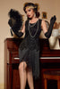 Load image into Gallery viewer, Black 1920s Sequined Flapper Dress
