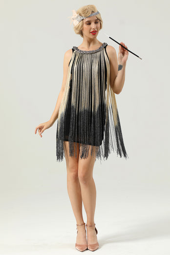 Black Sequin Sleeveless 1920s Gatsby Dress