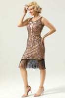 Load image into Gallery viewer, Golden 1920s Gatsby Dress
