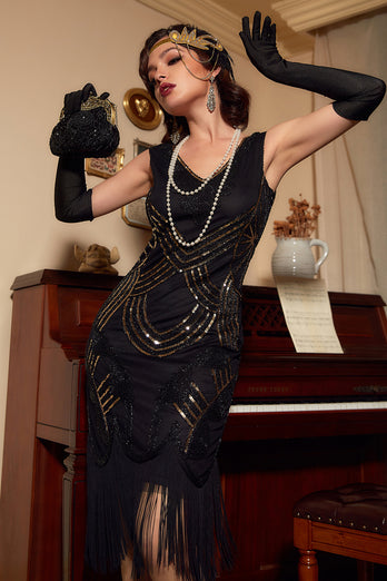 Black Party Sequins 1920s Dress