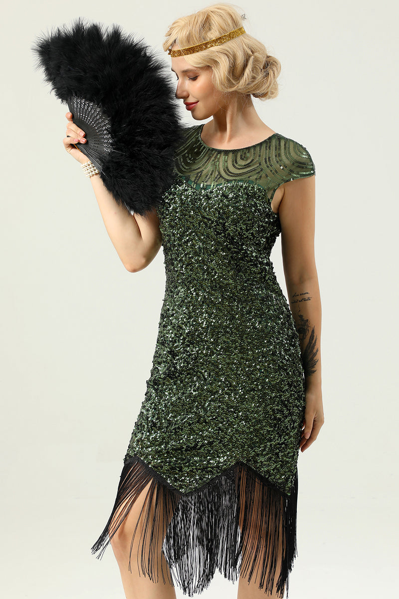 Load image into Gallery viewer, Sequins 1920s Fringe Dress