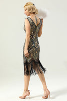 Load image into Gallery viewer, Golden Fringe 1920s Dress
