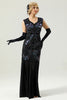 Load image into Gallery viewer, Black Long Sequins 1920s Party Dress